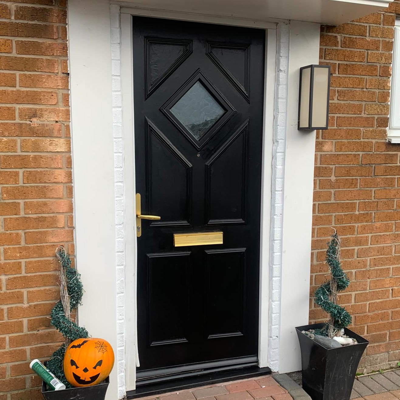 Universal Black Front Door Paint with primer. Black Bradite One Can Eggshell.