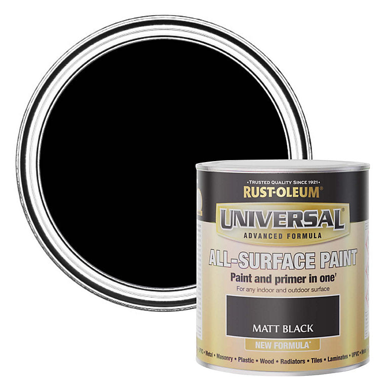 750ml Rust-Oleum Matt Black Oil Based Paint and Primer